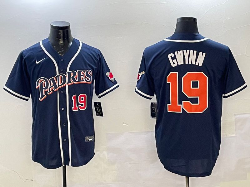 Men San Diego Padres #19 Gwynn Blue Throwback Game 2025 Nike MLB Jersey style 3->san diego padres->MLB Jersey